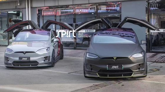 Tesla รุ่น X คาร์บอน ไฟเบอร์ บอด คิต รุ่น X คาร์บอน ไฟเบอร์ ดิฟฟิวเซอร์ฝีปากด้านหน้า