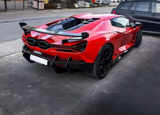 Revuelto Lamborghini Body Kit สไตล์ DMC สีแดง สอยเลอร์ปีกใยคาร์บอน
