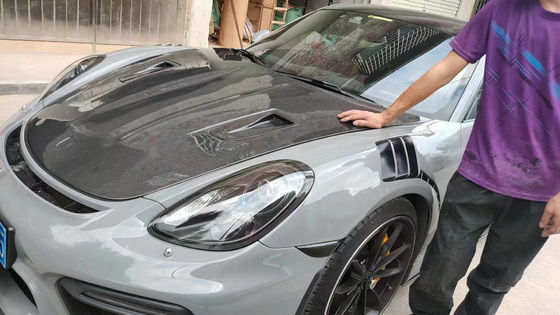 ผลิตภัณฑ์ใยคาร์บอนสําหรับ Porsche 981 Boxster ใยคาร์บอน โฮด 981 ใยคาร์บอน หมวกปิดประตูเครื่อง 2013-2015