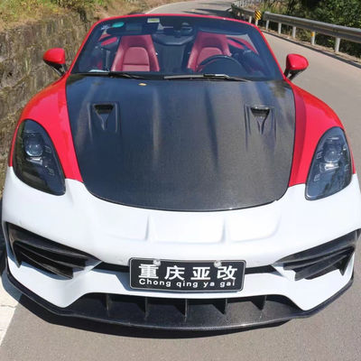 ผ้าคลุมใยคาร์บอนคุณภาพสูง สําหรับ Porsche 718 Boxster ผ้าคลุมใยคาร์บอนเครื่องยนต์ 718 Upgrade GT4