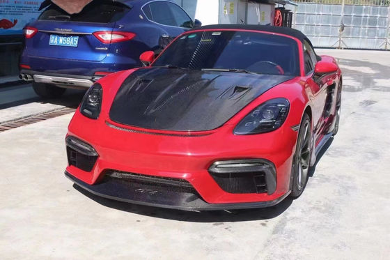 ผ้าคลุมใยคาร์บอนคุณภาพสูง สําหรับ Porsche 718 Boxster ผ้าคลุมใยคาร์บอนเครื่องยนต์ 718 Upgrade GT4