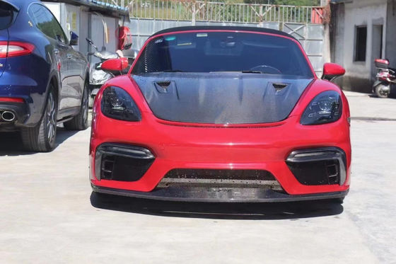ผ้าคลุมใยคาร์บอนคุณภาพสูง สําหรับ Porsche 718 Boxster ผ้าคลุมใยคาร์บอนเครื่องยนต์ 718 Upgrade GT4