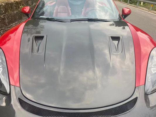 ผ้าคลุมใยคาร์บอนคุณภาพสูง สําหรับ Porsche 718 Boxster ผ้าคลุมใยคาร์บอนเครื่องยนต์ 718 Upgrade GT4