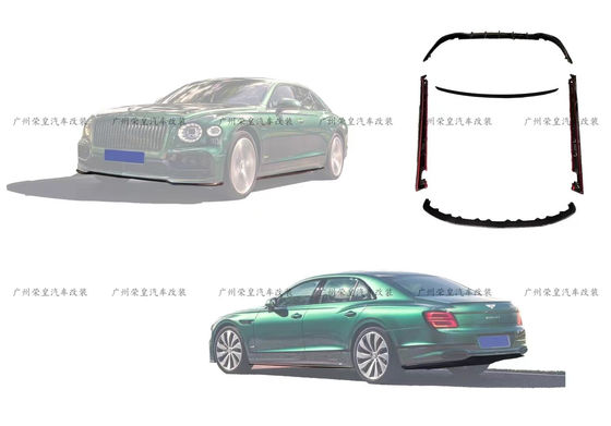 Flying Spur Bentley Body Kit W12 สไตล์ คาร์บอน ไฟเบอร์ ลิป คิต 2019 Diffuser Spoiler Side Skirt