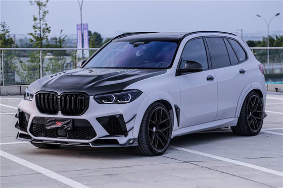 ชิ้นส่วนรถยนต์ ชุดร่างกายใยคาร์บอนสําหรับ BMW X5M X5M ชุดร่างกายใยคาร์บอน Hood X5M หน้าลูกบัว Diffuser Spoiler X5M Wide