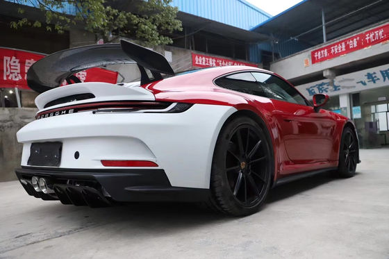 PP พลาสติก วัสดุคอร์ดี้คิต สําหรับ Porsche911 992 992 อัพเกรด GT3 สไตล์หน้าและหลัง แบมเปอร์ข้างกระโปรง Spoiler Hood คอร์ดี้คิต