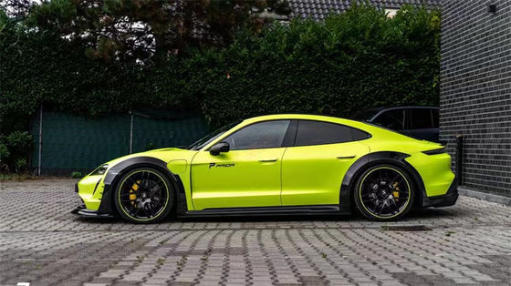 สําหรับ Porsche Taycan Wide-body Kit Taycan อัพเกรดแบบ PD คาร์บอน ไฟเบอร์หน้าลิป Diffuser Spoiler ด้านกระโปรงล้อ