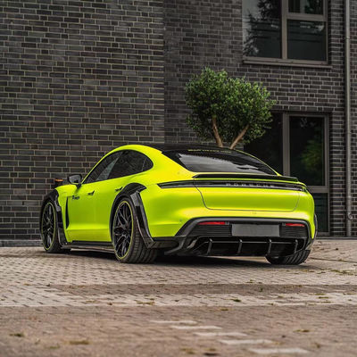 สําหรับ Porsche Taycan Wide-body Kit Taycan อัพเกรดแบบ PD คาร์บอน ไฟเบอร์หน้าลิป Diffuser Spoiler ด้านกระโปรงล้อ