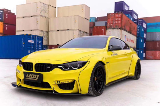 LB Wide-body Kit สําหรับ BMW M4 F82 Wide-body Kit M4 F82 อัพเกรด LB Style ลิปหน้า Diffuser Spoiler คาร์บอน ไฟเบอร์ คอร์ดี้ คิท