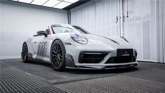 สําหรับ Porsche 992s คาร์บอนไฟเบอร์ คอร์ดี้คิต 992s AE สไตล์แห้ง คาร์บอนไฟเบอร์ หน้าลิป Diffuser Spoiler Side Skirt