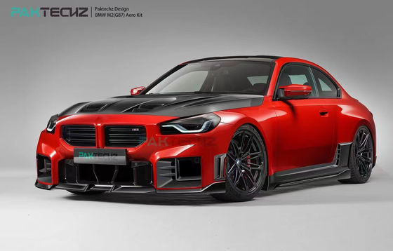 สําหรับ BMW M2 G87 คาร์บอน ไฟเบอร์ คอร์ดี้ คิต M2 อัพเกรด Paktechz Style คาร์บอน ไฟเบอร์ หน้าลิป ดิฟฟิวเซอร์ สปอยเลอร์ ฮูด