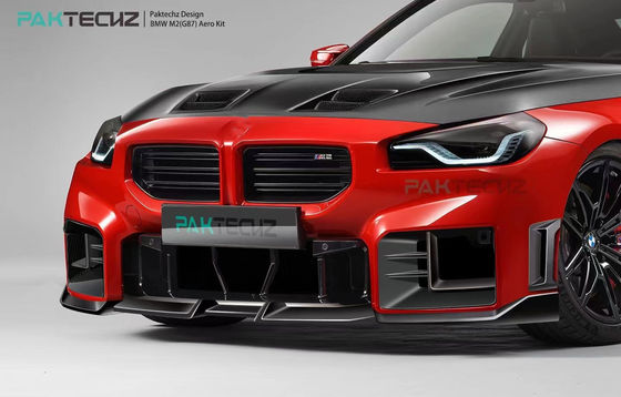 สําหรับ BMW M2 G87 คาร์บอน ไฟเบอร์ คอร์ดี้ คิต M2 อัพเกรด Paktechz Style คาร์บอน ไฟเบอร์ หน้าลิป ดิฟฟิวเซอร์ สปอยเลอร์ ฮูด