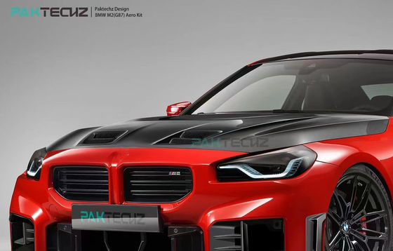 สําหรับ BMW M2 G87 คาร์บอน ไฟเบอร์ คอร์ดี้ คิต M2 อัพเกรด Paktechz Style คาร์บอน ไฟเบอร์ หน้าลิป ดิฟฟิวเซอร์ สปอยเลอร์ ฮูด