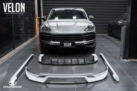 แทน 2019 Porsche Cayenne คอร์ดี้คิต ด้านกระโปรงกระโปรงกระโปรงกระเทียมก๊าบอน