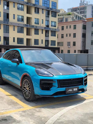 2019 สีดํา Porsche Cayenne คอร์ดี้คิต TH สไตล์ Hood เครื่องเคลือบ