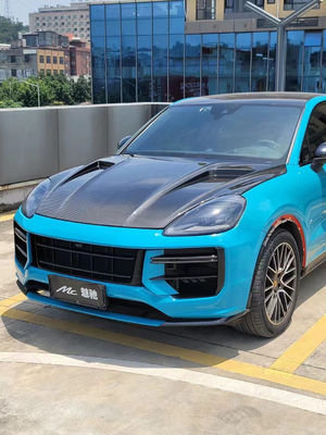2019 สีดํา Porsche Cayenne คอร์ดี้คิต TH สไตล์ Hood เครื่องเคลือบ