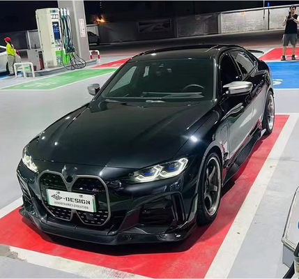 สําหรับ BMW I4 คาร์บอน ไฟเบอร์ คอร์ดี้ คิต I4 คาร์บอน ไฟเบอร์ หน้า ลิป ดีฟิวเซอร์ สปอยเลอร์ ด้านกระโปรงกระโปรง I4 คอร์ดี้ คิต