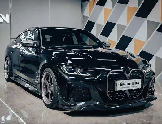 สําหรับ BMW I4 คาร์บอน ไฟเบอร์ คอร์ดี้ คิต I4 คาร์บอน ไฟเบอร์ หน้า ลิป ดีฟิวเซอร์ สปอยเลอร์ ด้านกระโปรงกระโปรง I4 คอร์ดี้ คิต