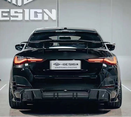 สําหรับ BMW I4 คาร์บอน ไฟเบอร์ คอร์ดี้ คิต I4 คาร์บอน ไฟเบอร์ หน้า ลิป ดีฟิวเซอร์ สปอยเลอร์ ด้านกระโปรงกระโปรง I4 คอร์ดี้ คิต