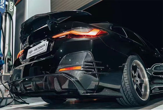 สําหรับ BMW I4 คาร์บอน ไฟเบอร์ คอร์ดี้ คิต I4 คาร์บอน ไฟเบอร์ หน้า ลิป ดีฟิวเซอร์ สปอยเลอร์ ด้านกระโปรงกระโปรง I4 คอร์ดี้ คิต