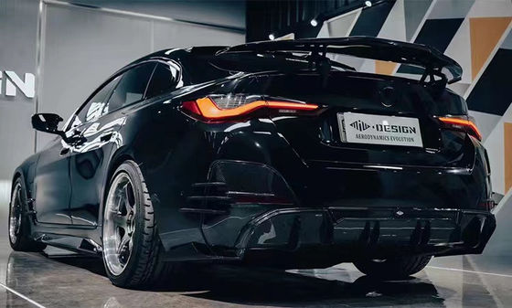 สําหรับ BMW I4 คาร์บอน ไฟเบอร์ คอร์ดี้ คิต I4 คาร์บอน ไฟเบอร์ หน้า ลิป ดีฟิวเซอร์ สปอยเลอร์ ด้านกระโปรงกระโปรง I4 คอร์ดี้ คิต