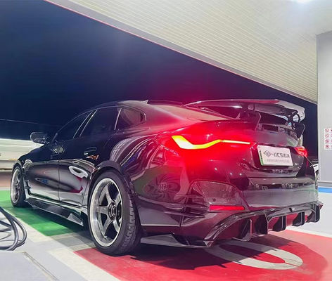 สําหรับ BMW I4 คาร์บอน ไฟเบอร์ คอร์ดี้ คิต I4 คาร์บอน ไฟเบอร์ หน้า ลิป ดีฟิวเซอร์ สปอยเลอร์ ด้านกระโปรงกระโปรง I4 คอร์ดี้ คิต