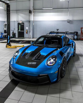 สีน้ําเงิน Porsche Body Kit 992 GT3RS สไตล์ หัวหินใยคาร์บอนแห้ง