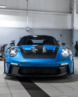 สีน้ําเงิน Porsche Body Kit 992 GT3RS สไตล์ หัวหินใยคาร์บอนแห้ง