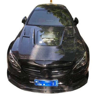 ผ้าคลุมใยคาร์บอนสําหรับ Benz C63 Coupe วัสดุใยคาร์บอน C63 ใยคาร์บอน Hood Hood