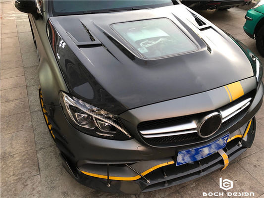 ผ้าคลุมใยคาร์บอนสําหรับ Benz C63 Coupe วัสดุใยคาร์บอน C63 ใยคาร์บอน Hood Hood