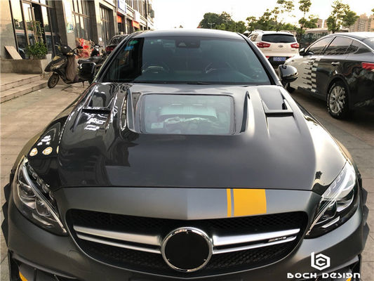 ผ้าคลุมใยคาร์บอนสําหรับ Benz C63 Coupe วัสดุใยคาร์บอน C63 ใยคาร์บอน Hood Hood