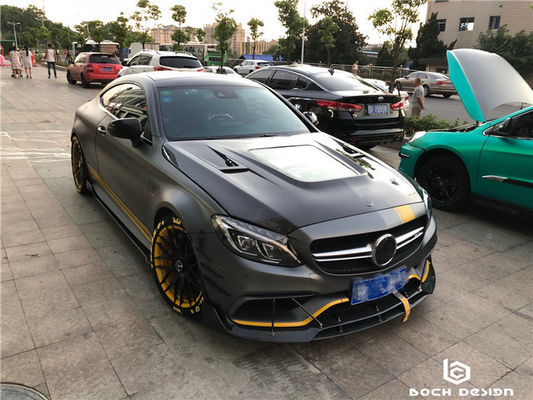 ผ้าคลุมใยคาร์บอนสําหรับ Benz C63 Coupe วัสดุใยคาร์บอน C63 ใยคาร์บอน Hood Hood