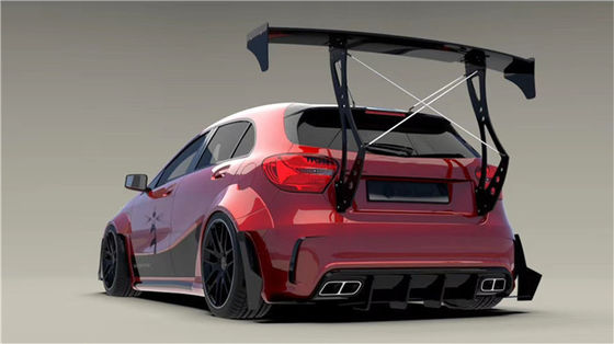 สําหรับ Mercedes AMG A45 คาร์บอน ไฟเบอร์ คอร์ดี้ คิต A45 อัพเกรดท็อปสไตล์หน้าเปลือก Diffuser Spoiler Wide-body Kit