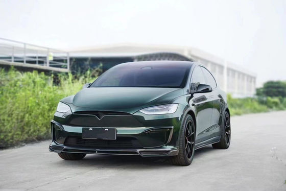 CMST Tesla Model X Body Kit สีเขียวเข้ม Tesla Widebody Kit 2023 เครื่องกระจายฝีปากด้านหน้า