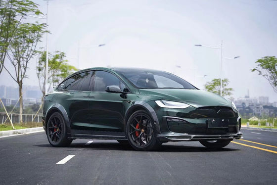CMST Tesla Model X Body Kit สีเขียวเข้ม Tesla Widebody Kit 2023 เครื่องกระจายฝีปากด้านหน้า