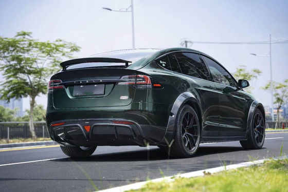 CMST Tesla Model X Body Kit สีเขียวเข้ม Tesla Widebody Kit 2023 เครื่องกระจายฝีปากด้านหน้า