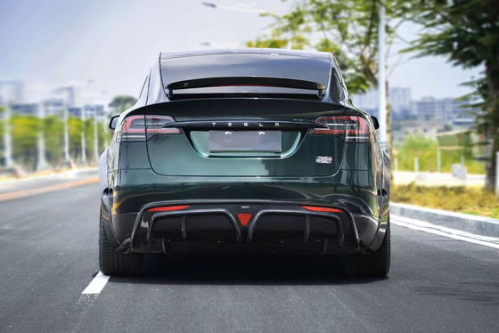 CMST Tesla Model X Body Kit สีเขียวเข้ม Tesla Widebody Kit 2023 เครื่องกระจายฝีปากด้านหน้า