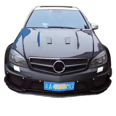 สําหรับ Mercedes W204 C63 Body Kit W204 อัพเกรดซีรีส์สีดํา สไตล์หน้าและหลัง